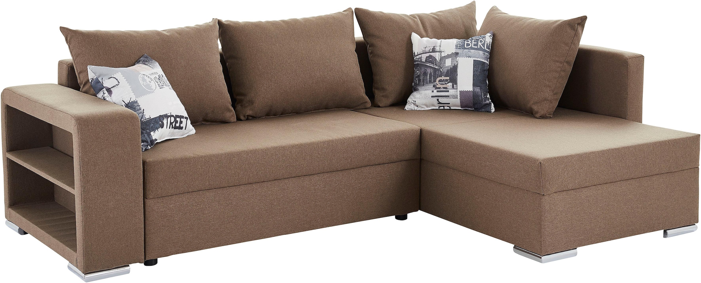COLLECTION AB Ecksofa »John L-Form«, mit Bettfunktion, Bettkasten und integriertem Regal