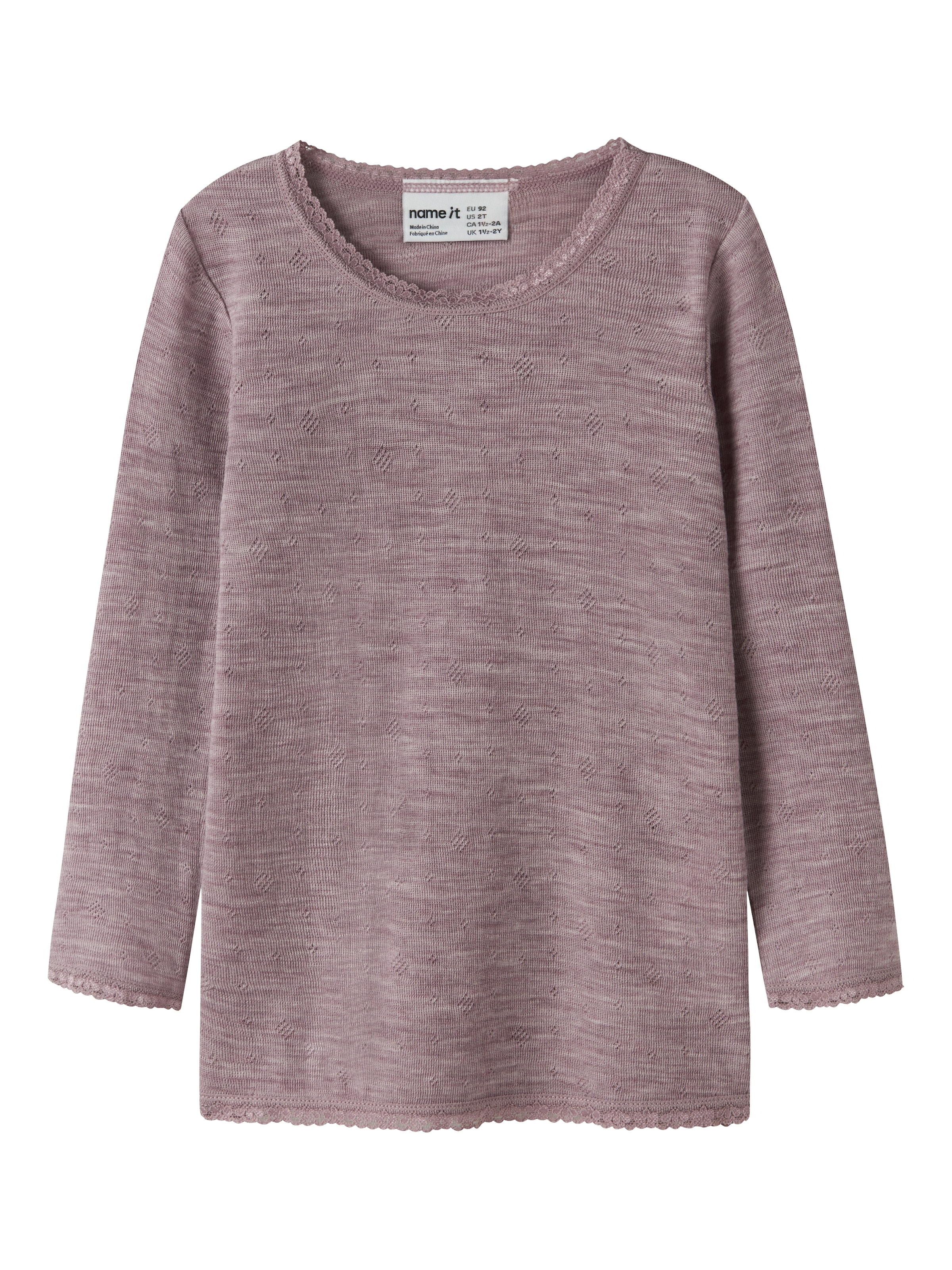 Name It Langarmshirt »NMFWANG WOOL NEEDLE LS TOP SOLID NOOS« aus reiner Merinowolle