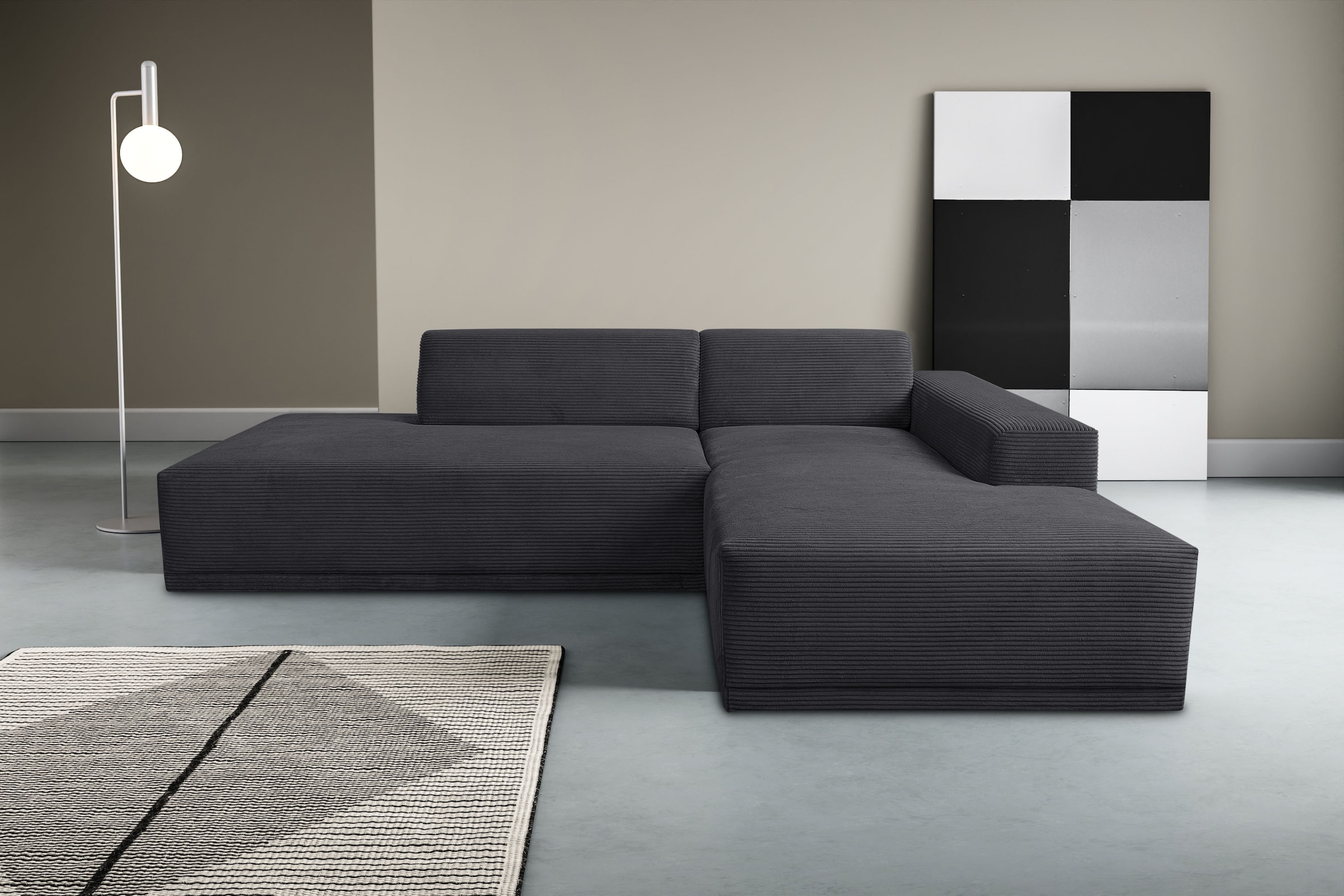 WERK2 Ecksofa »Apollo, hoher Sitzkomfort, aktuelles Design, Breite 264cm, L günstig online kaufen