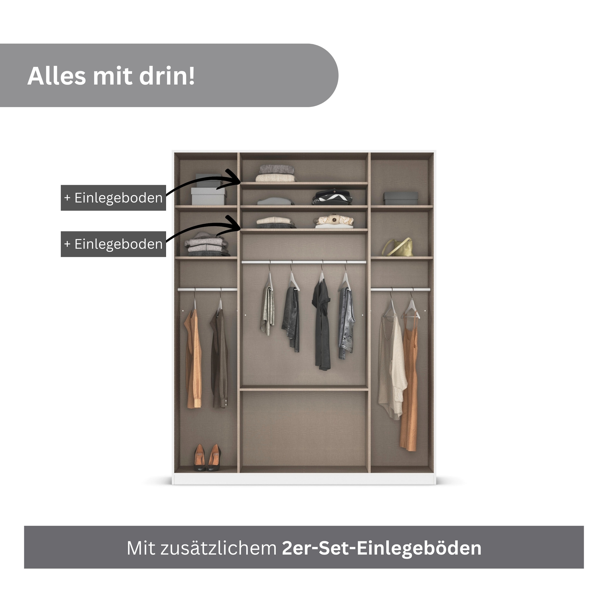 rauch Drehtürenschrank »Kleiderschrank Schrank Garderobe AGORDO mit Dekor- oder Hochglanzfront«, mit Außenschubkästen, in 6 Breiten und 2 Höhen MADE IN GERMANY