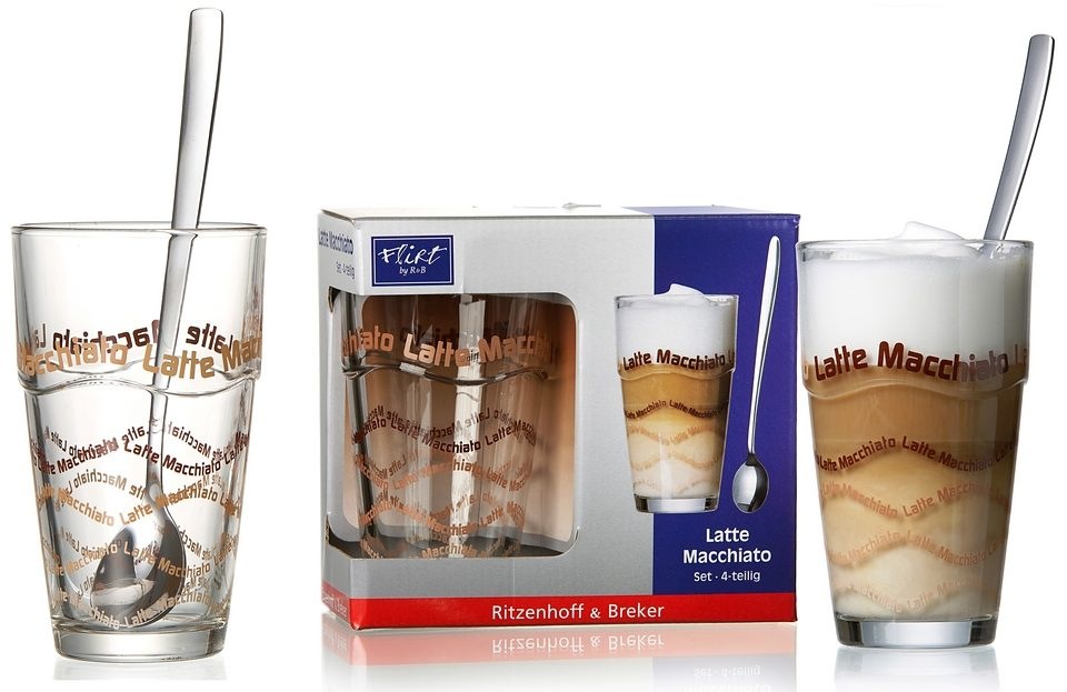 Ritzenhoff & Breker Latte-Macchiato-Glas 4 Gläser, 4 Longdrinklöffel günstig online kaufen