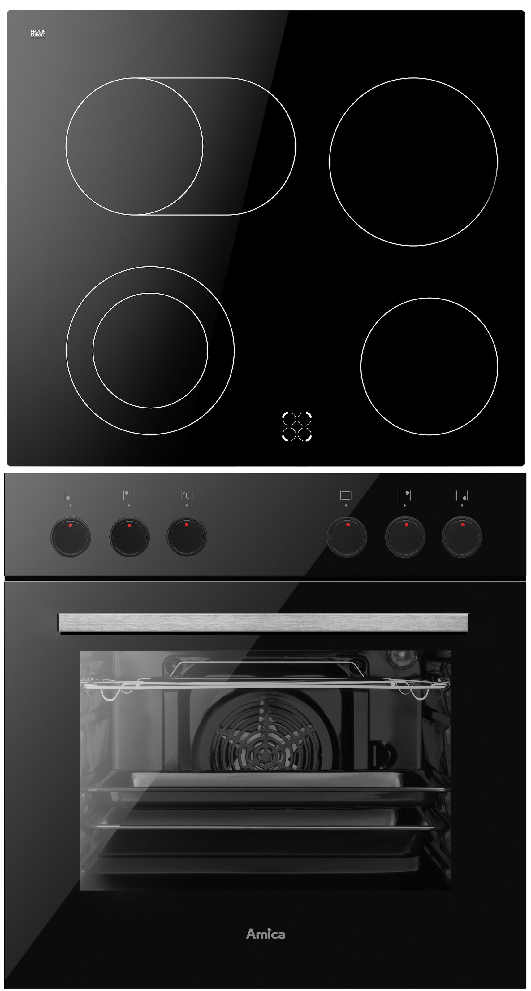 Amica Elektro-Herd-Set »EHC 933 331 S« Sicher kochen, flexibel backen – alles im Griff!