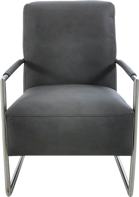 K+W Komfort & Wohnen Cocktailsessel, mit bezogenen Armlehnen, Gestell in Metall Edelstahloptik