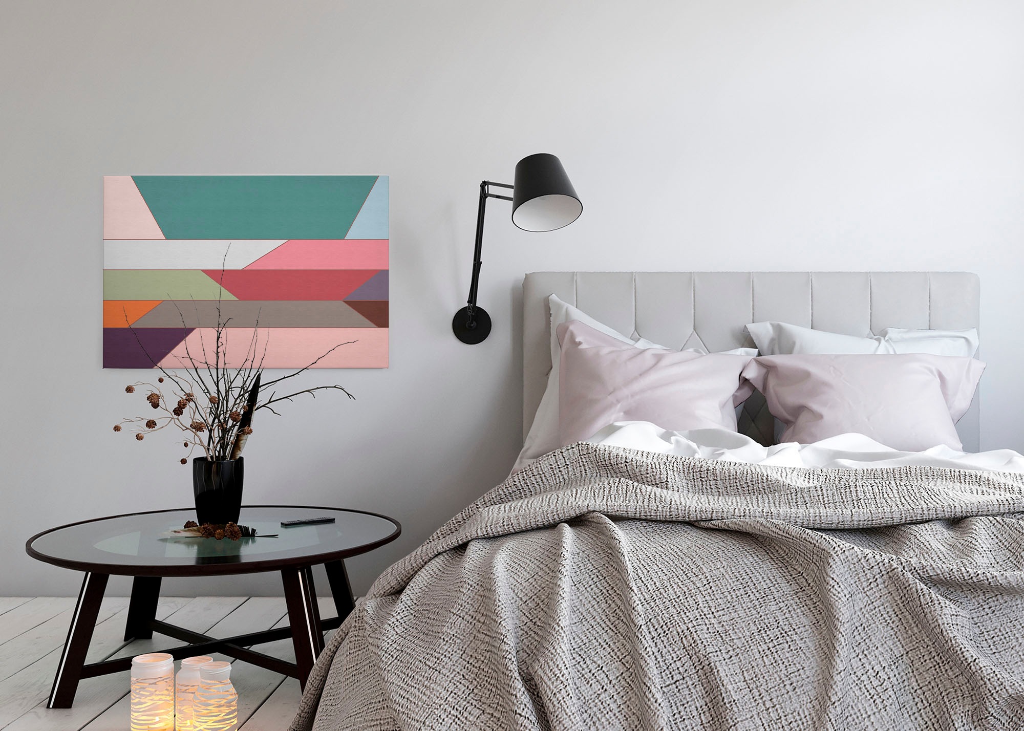 A.S. Création Leinwandbild »geometry«, Kunst-Abstrakt-Kinder, (1 St.), Keilrahmen Farben Bunt Grafisch Abstrakt Leinwand-Bild Wohnzimmer Wand