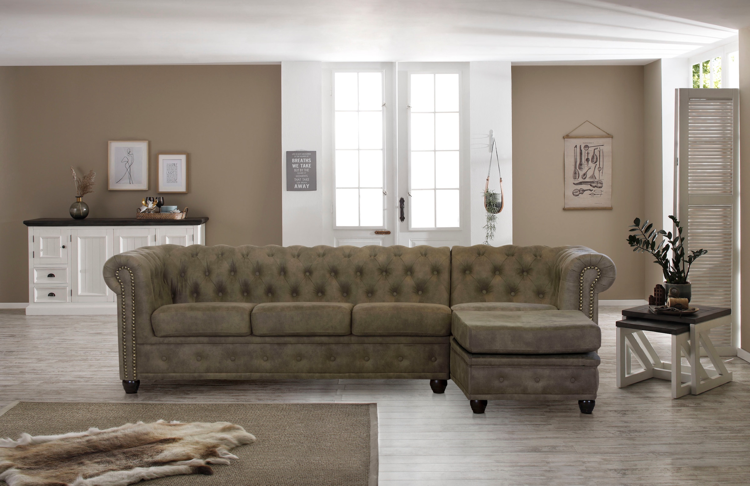 Home affaire Chesterfield-Sofa "Rysum L-Form", Chesterfield-Optik mit Ottom günstig online kaufen