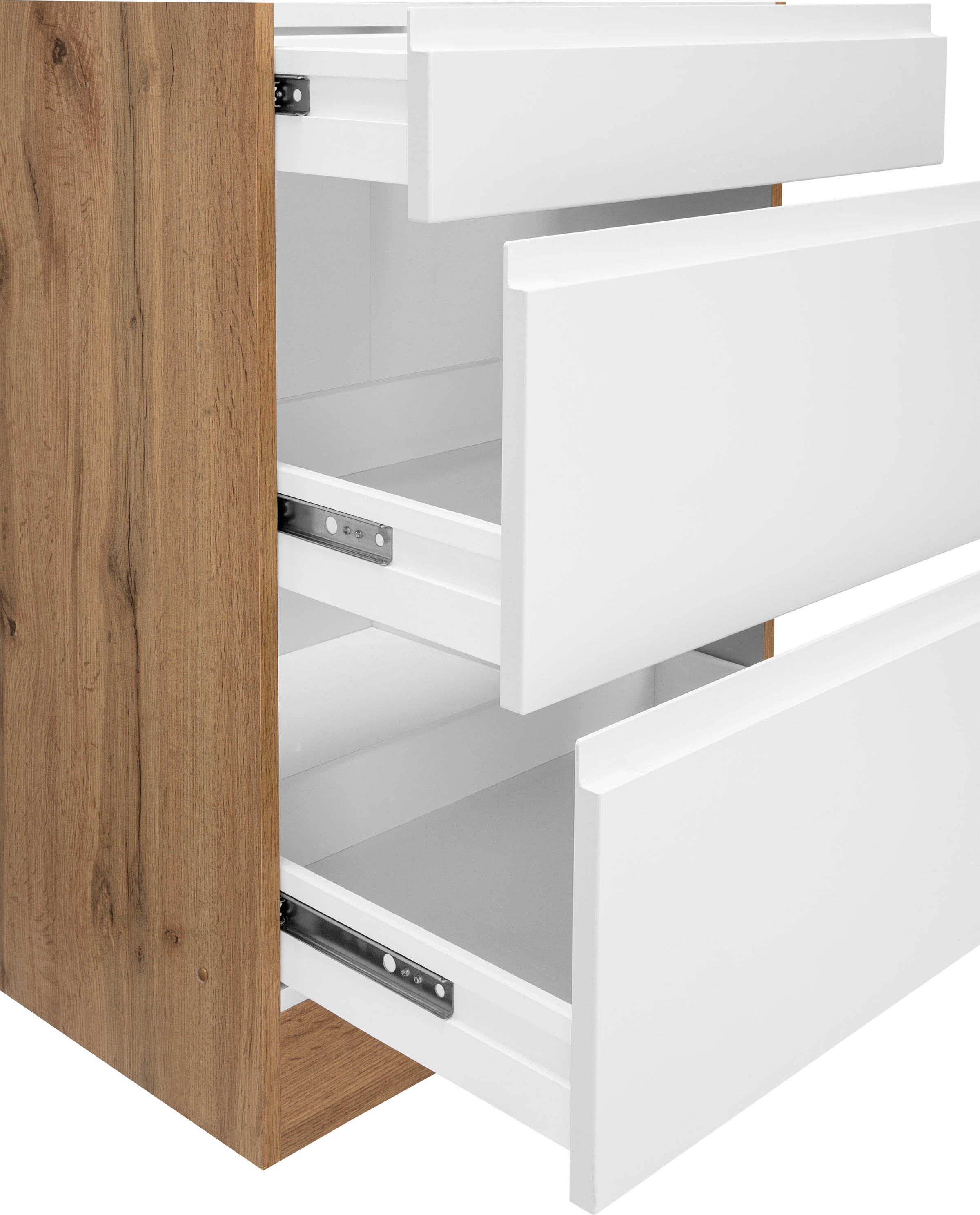 KOCHSTATION Unterschrank »KS-Bruneck« >>Bruneck<< 60 cm breit, für viel Stauraum, hochwertige MDF-Fronten