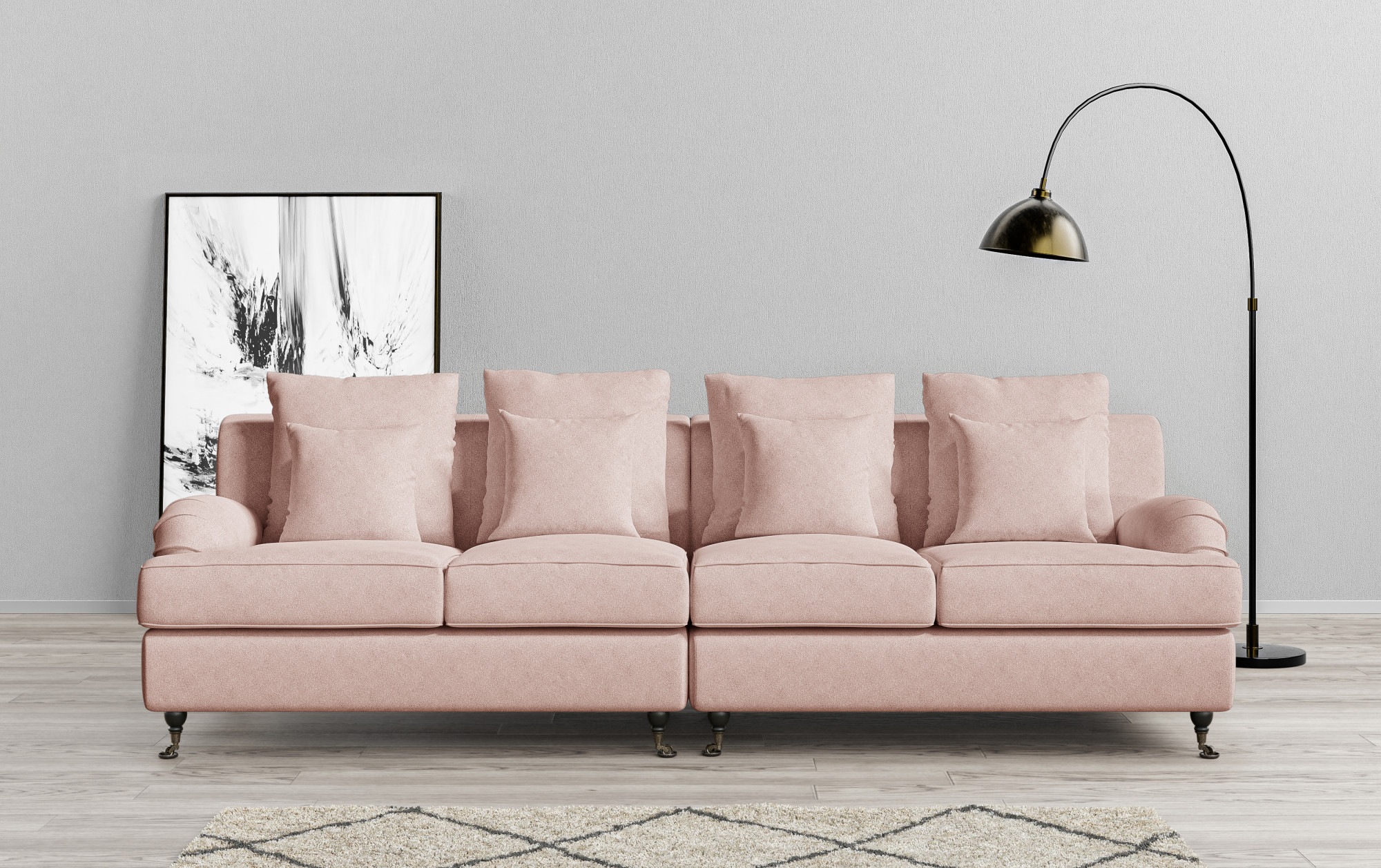 Home affaire Big-Sofa »NORIN« zwei Fußarten: vorne - Rollen, hinten - Holzf günstig online kaufen