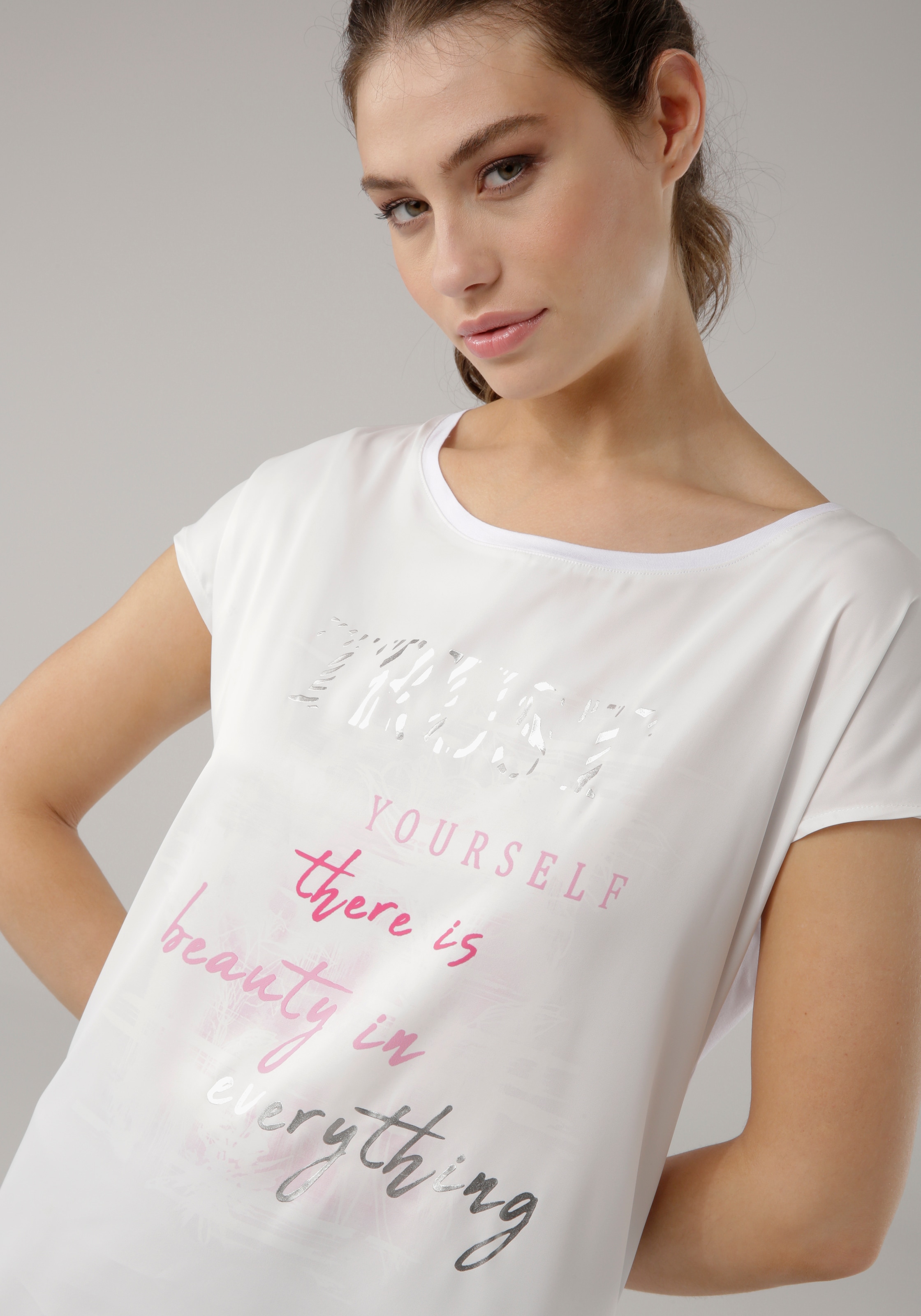 Laura Scott Shirtbluse, aus Satin mit dezentem Aufdruck