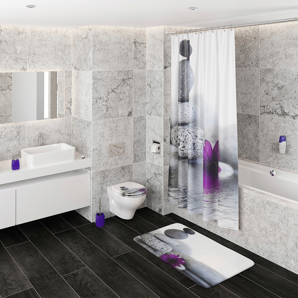 Sanilo Badaccessoire-Set »Energy Stones«, (Komplett-Set, 3 tlg.), bestehend aus WC-Sitz, Badteppich und Waschbeckenstöpsel