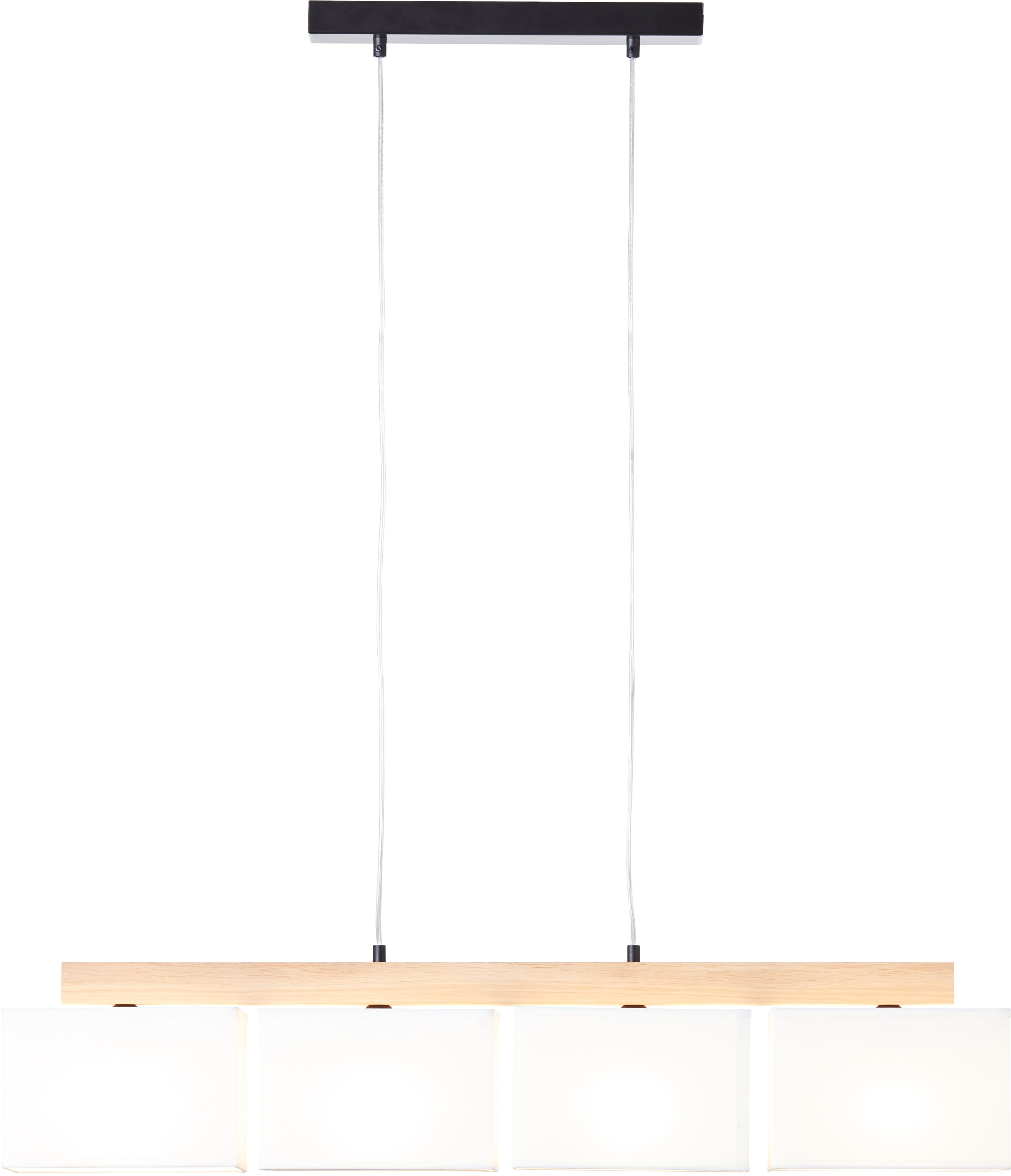 Brilliant Pendelleuchte »Rayan«, 4 flammig, Leuchtmittel E27 | ohne Leuchtmittel, Stoffschirme, H 113 cm, B 95 cm, 4 x E27, eiche geölt/weiß