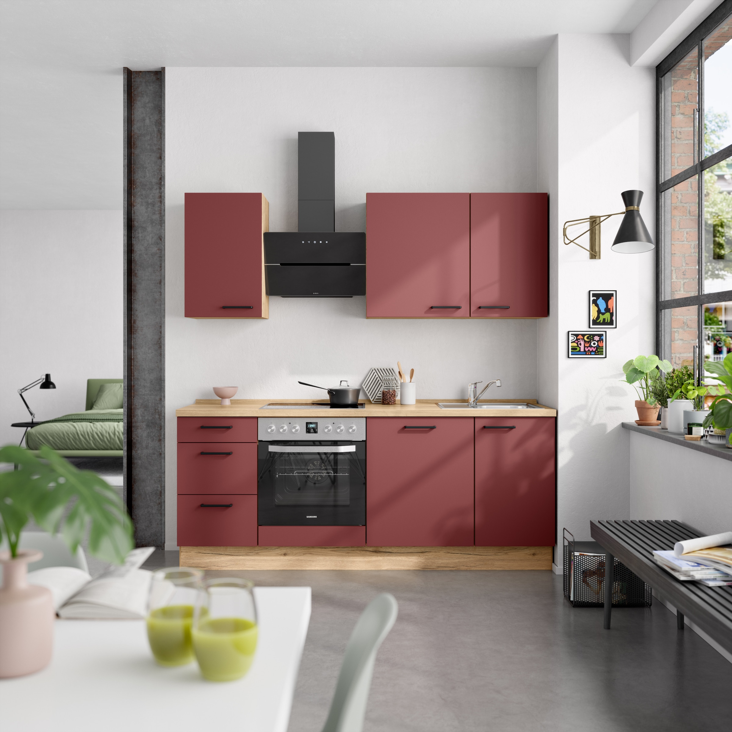 nobilia® Küchenzeile »"Easytouch II"«, vormontiert, Ausrichtung wählbar, Breite 210 cm, wahlw. mit E-Geräten