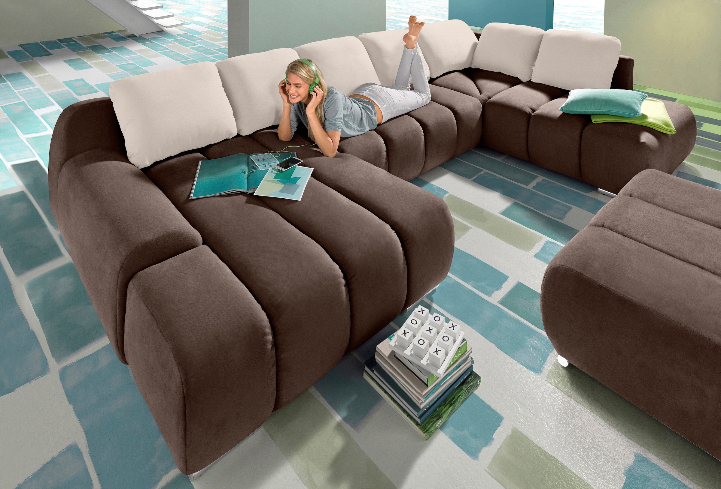 Home affaire Wohnlandschaft »Bono U-Form« wahlweise mit Bettfunktion günstig online kaufen