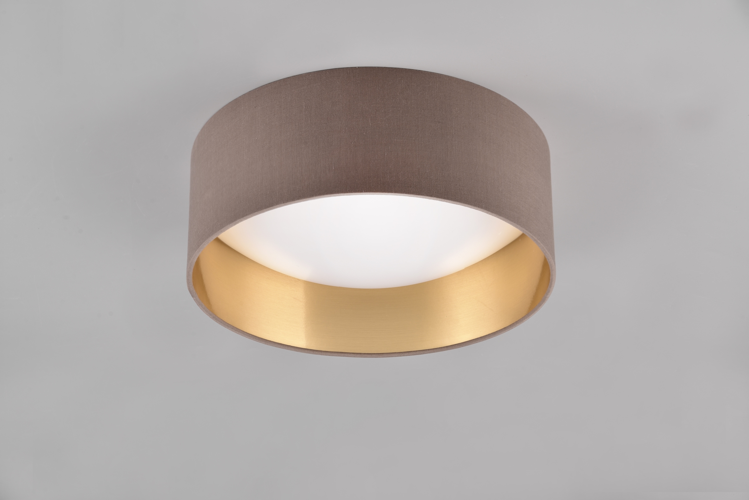 REALITY Leuchten LED Deckenleuchte »LOCARNO, runde LED Deckenlampe mit Stoffschirm, Ø 30 cm Höhe 11 cm«, 1 flammig, Leuchtmittel LED-Board | LED fest integriert, 12W LED warmweiß 3000 K, 1160 Lumen, Wohnzimmer Schlafzimmer Licht
