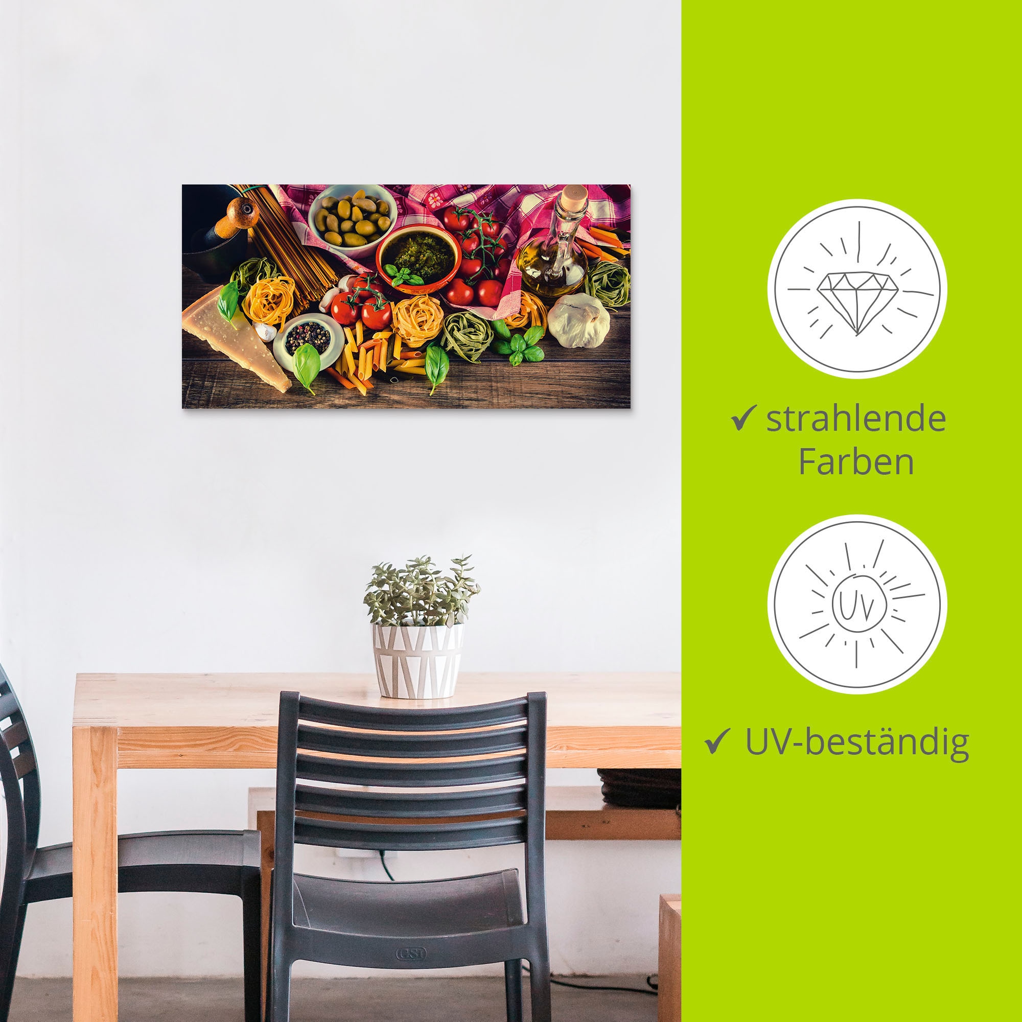 Artland Wandbild »Italienisch mediterrane Lebensmittel«, Lebensmittel, (1 St.), als Alubild, Outdoorbild, Leinwandbild, Poster, Wandaufkleber