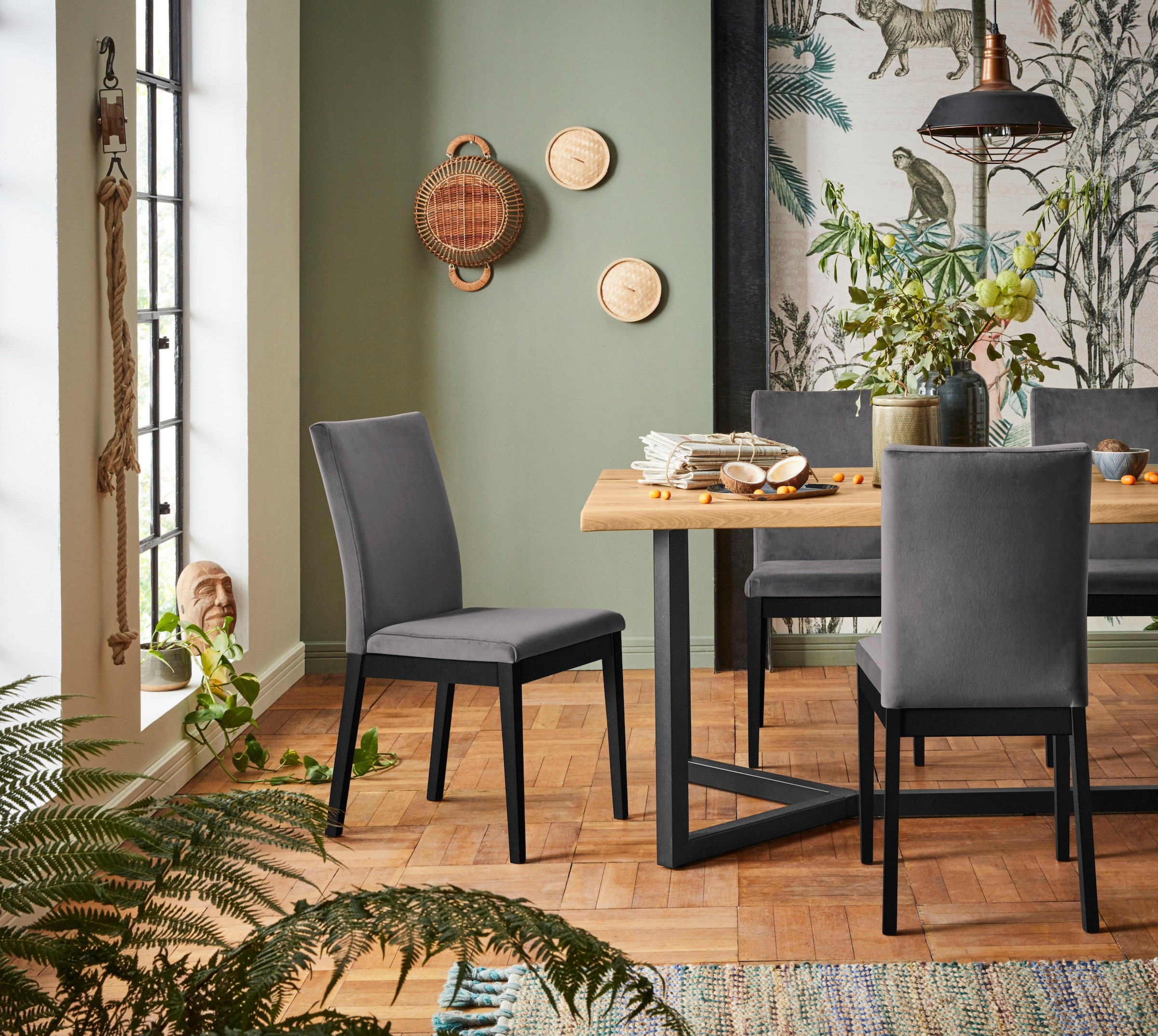 Home affaire Stuhl »Dendres«, (Set), 2 St., Luxus-Microfaser