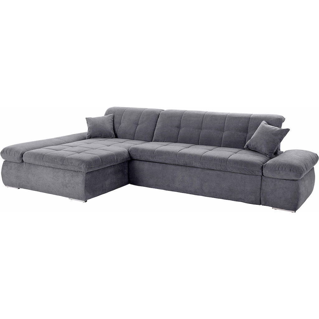 DOMO collection Ecksofa »NMoric XXL, B/T/H: 300/172/80cm, Revamierenabschluss«, wahlweise mit Bettfunktion und Armlehnverstel,lung