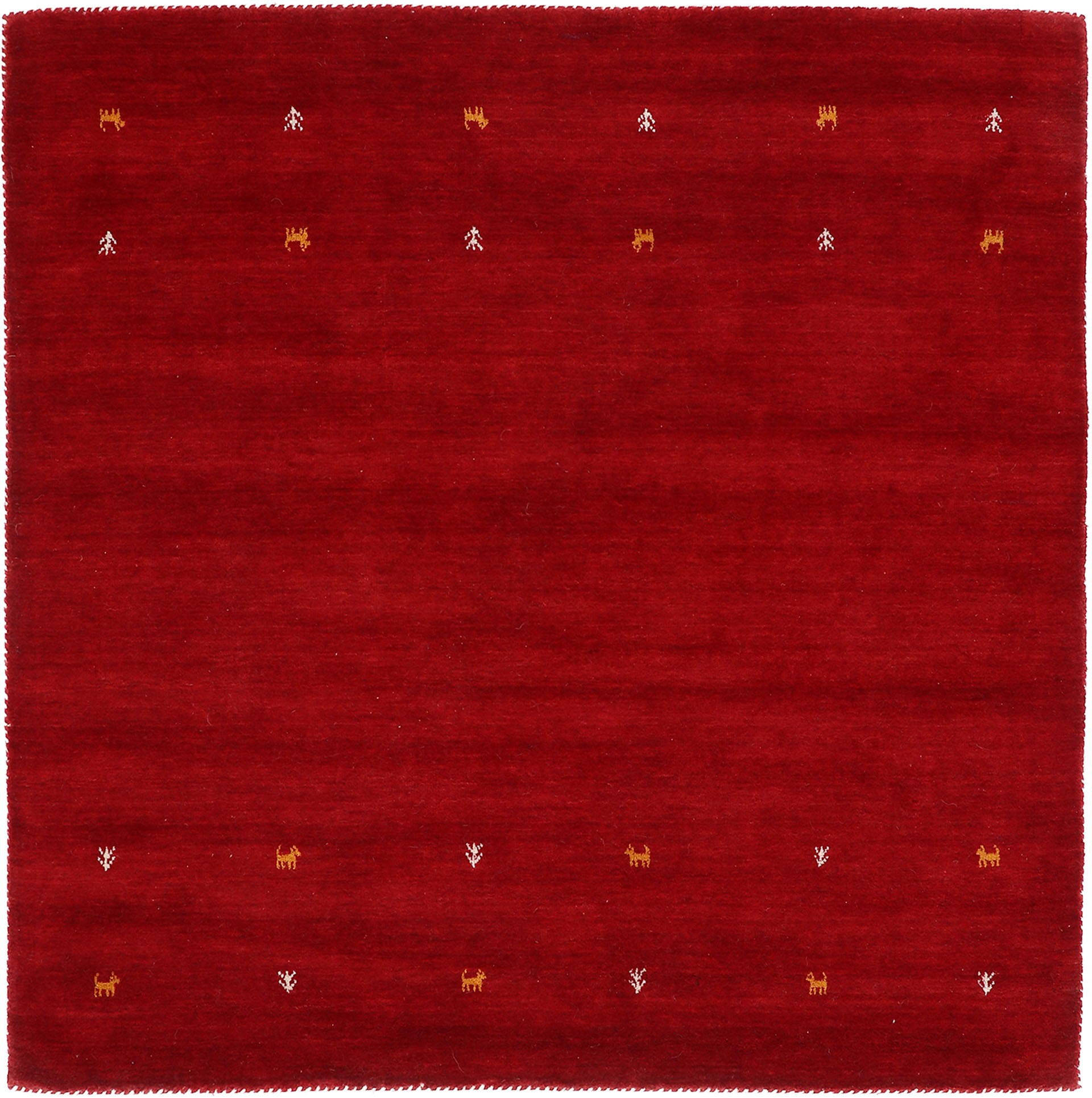 carpetfine Wollteppich »Gabbeh-Uni«, quadratisch, 15 mm Höhe, reine Wolle, handgewebt, Gabbeh Loom Tiermotiv, Sonderform Quadrat
