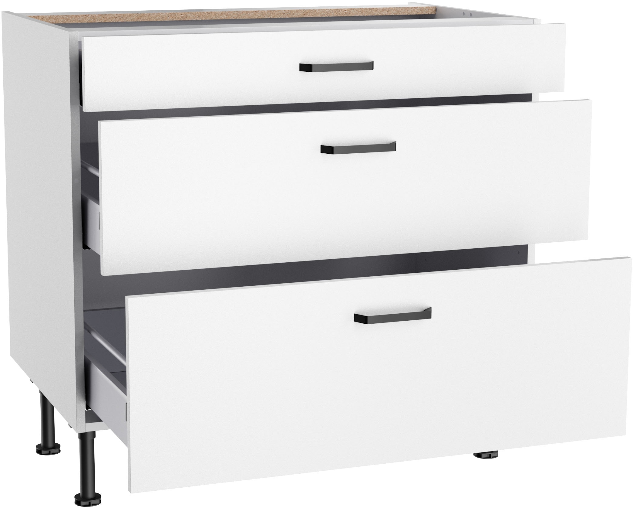 KOCHSTATION Unterschrank »KS-Paula« 90 cm breit, 87 cm hoch, mit 1 Schubkasten, 2 Auszüge