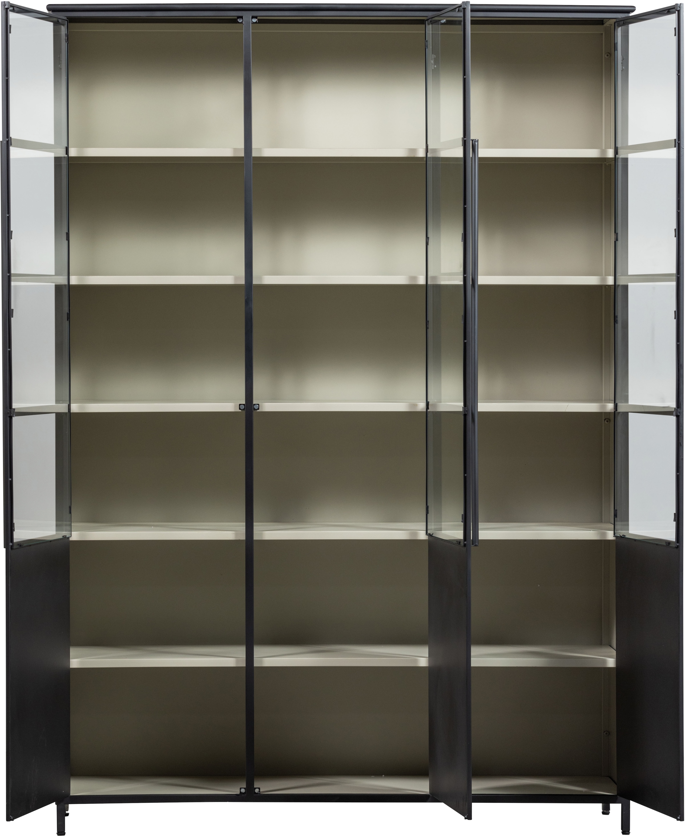 WOOOD Vitrine »EXHIBIT XL 3-TÜRIG SCHRANK METALL B/T/H: 140/44/200 cm« Ausstellungsvitrine  aus mattem Metall bietet 5 stabile Böden