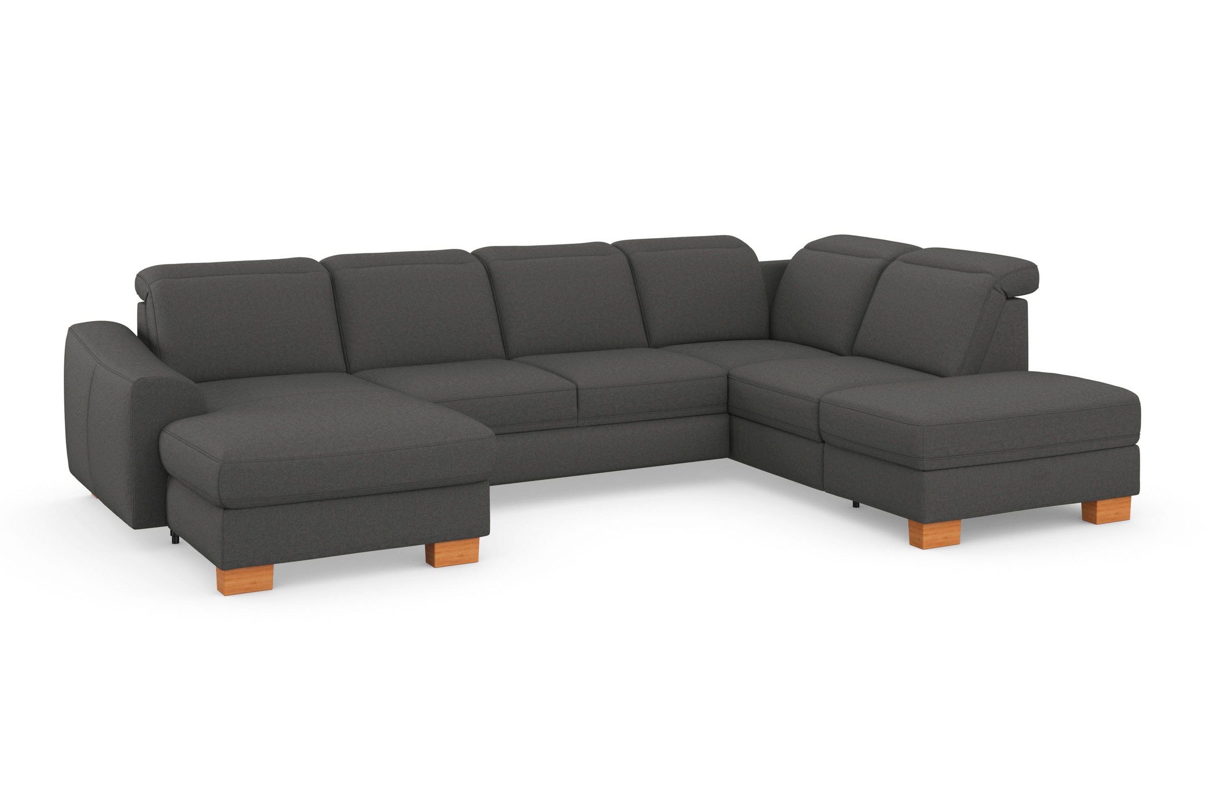 sit&more Wohnlandschaft »Dundee U-Form«, mit Federkern und Massivholzfüßen, wahlweise mit Kopfteilverstellung