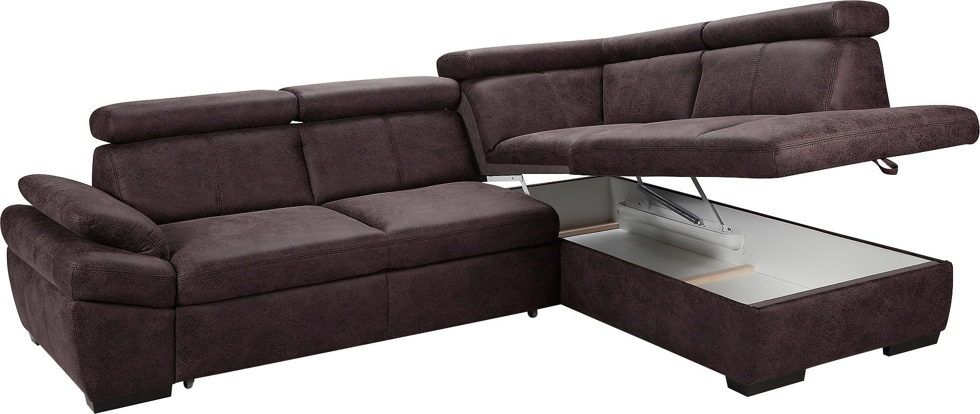 exxpo - sofa fashion Ecksofa »Salerno, klassisch modernes Funktionssofa, hoher Sitzkomfort, L-Form«, inkl. Kopf- und Armteilverstellung, wahlweise mit Bettfunktion