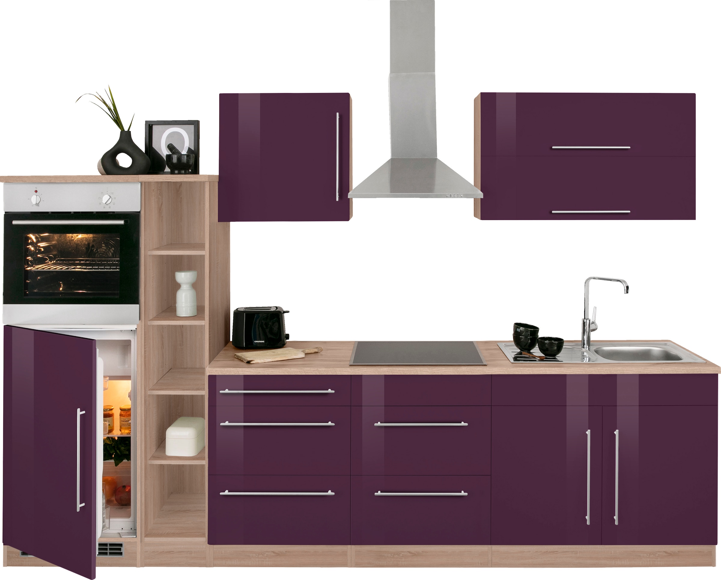 Kochstation Küchenzeile »KS-Samos«, mit E-Geräten, Breite 300 cm