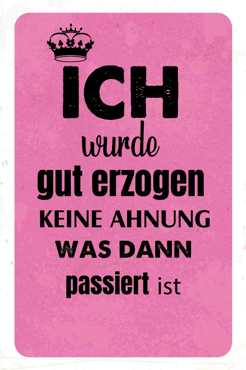 queence Metallbild »gut erzogen«, Schriftzüge-Schriftzug, (1 St.), Stahlschilder