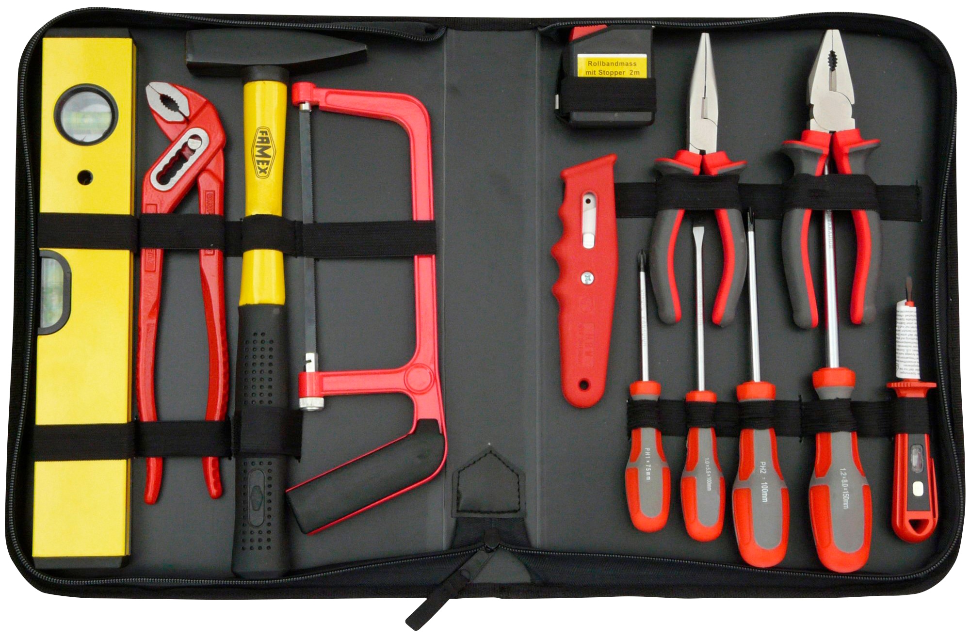 FAMEX Werkzeugset »190-48«, Universale Werkzeugtasche, 12-teilig