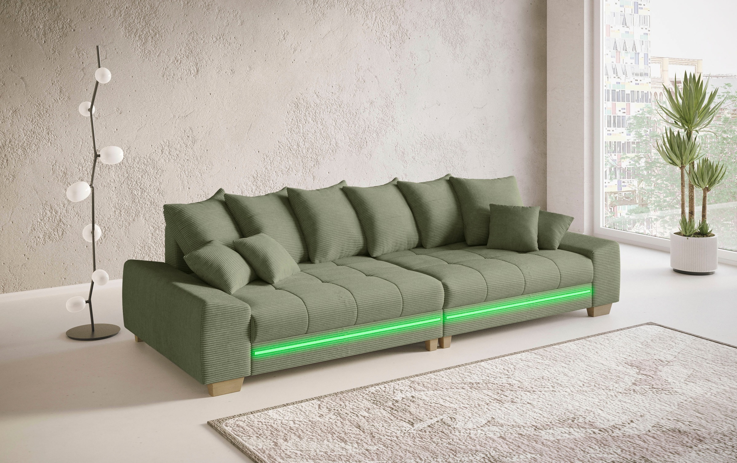 Mr. Couch Big-Sofa »Nikita II«, mit RGB-LED Beleuchtung, Kaltschaumpolsterung bis 140 kg belastbar