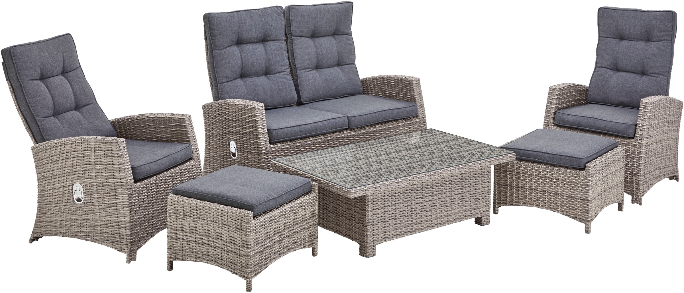 KONIFERA Gartenlounge-Set »Monaco« Set, 2x Sessel, 1x2er Sofa, 2x Hocker, 1 günstig online kaufen