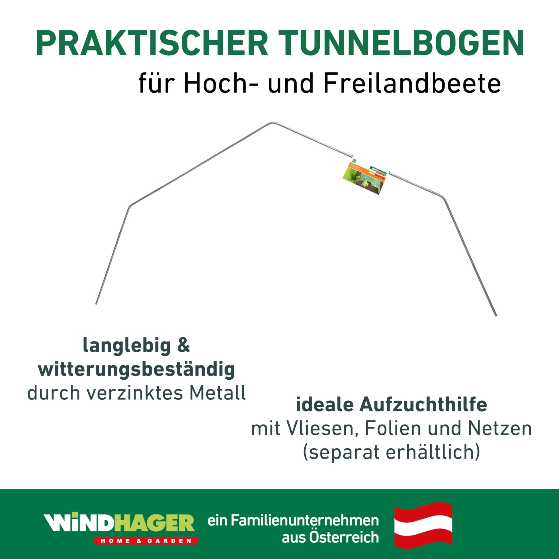 Windhager Foliengewächshaus »Tunnelbogen für Pflanzen in Hochbeeten, für ideale Pflanzenzucht« stabiler, langlebiger Bogen und starkes Wachstum, 0,57x1,3 m