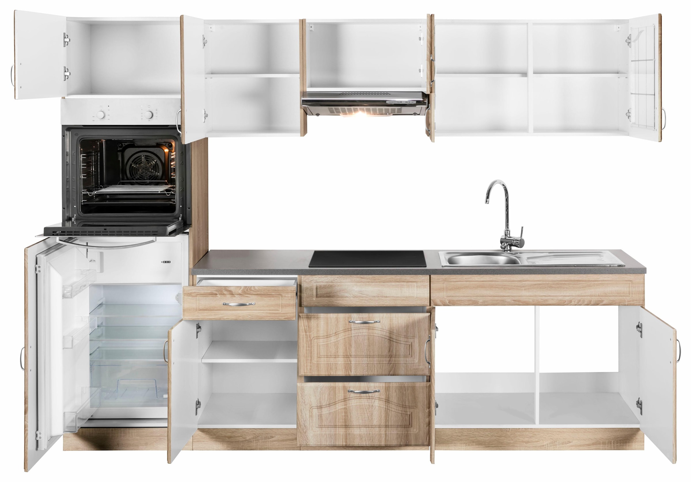 wiho Küchen Küchenzeile »Linz«, mit E-Geräten, Breite 270 cm