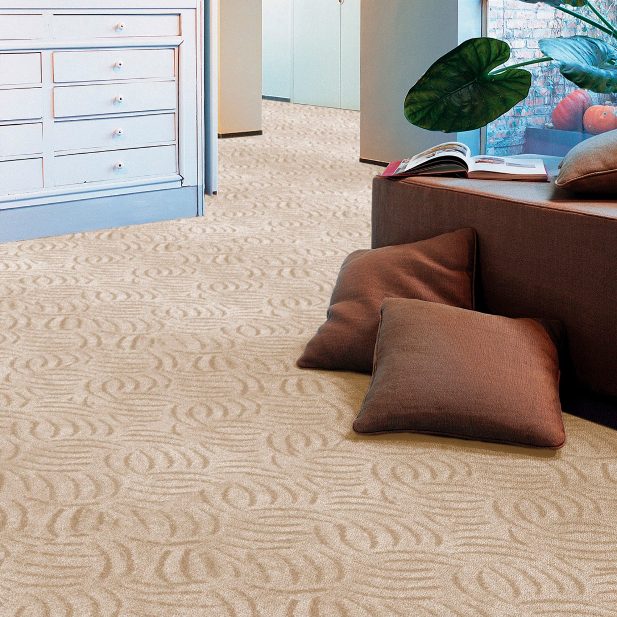 Andiamo Teppichboden »Emmy, Strukturschlinge, Made in Belgium«, rechteckig, 9 mm Höhe, gemustert, Breite 400 cm, Hoch-Tief Effekt, pflegeleicht, Wohnzimmer
