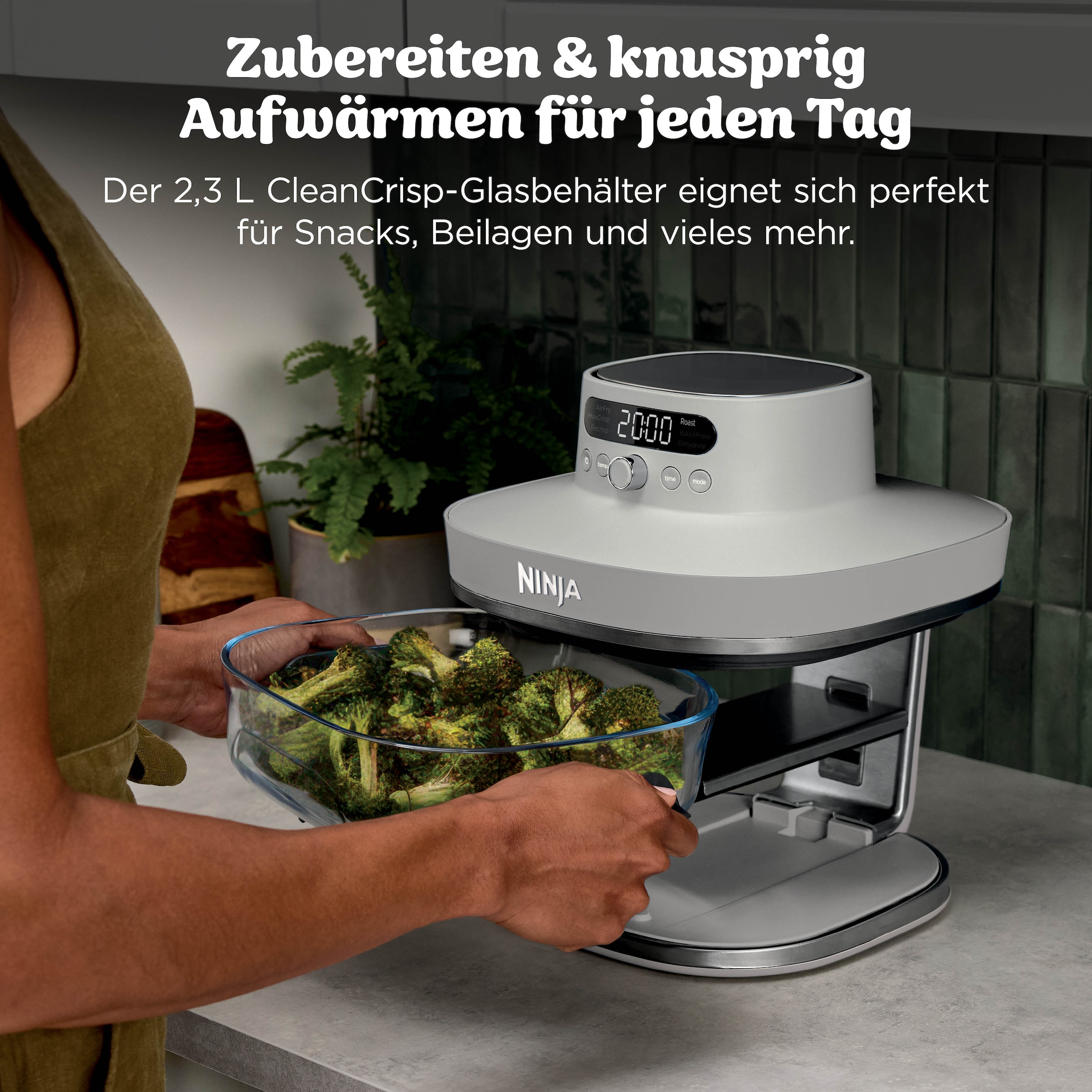 NINJA Heißluftfritteuse »CRISPi PRO 7-in-1 Glas-Air-Fryer - Beige AS101EULG« 2050 W 7 Kochfunktionen, Vorbereitung, Zubereitung + Aufbewahrung von Speisen