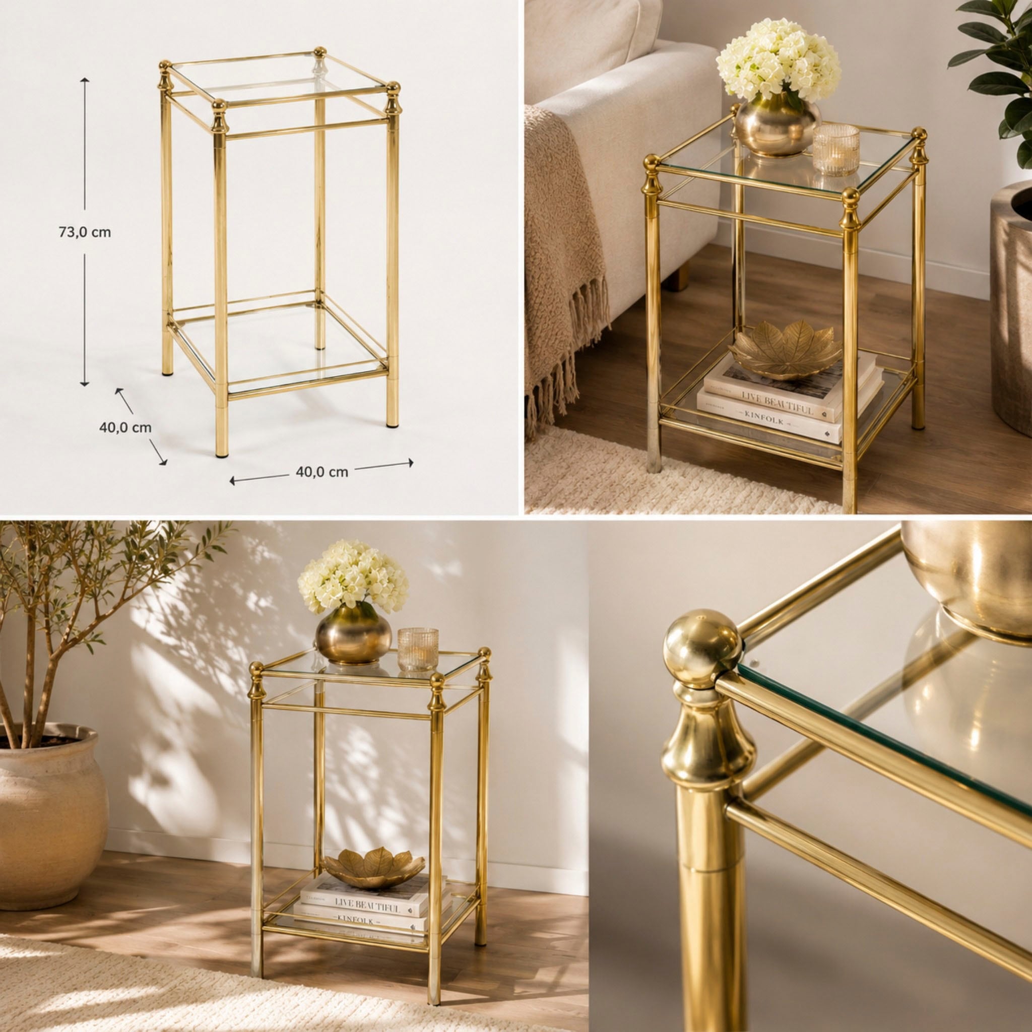 HAKU Beistelltisch »Sofatisch, Wohnzimmertisch« 1 Stk. tlg. quadratisch - aus Metall Gold B/T/H 40/40/73 cm