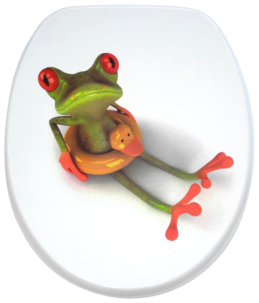 Sanilo Badaccessoire-Set »Froggy«, (Komplett-Set, 3 tlg.), bestehend aus WC-Sitz, Badteppich und Waschbeckenstöpsel