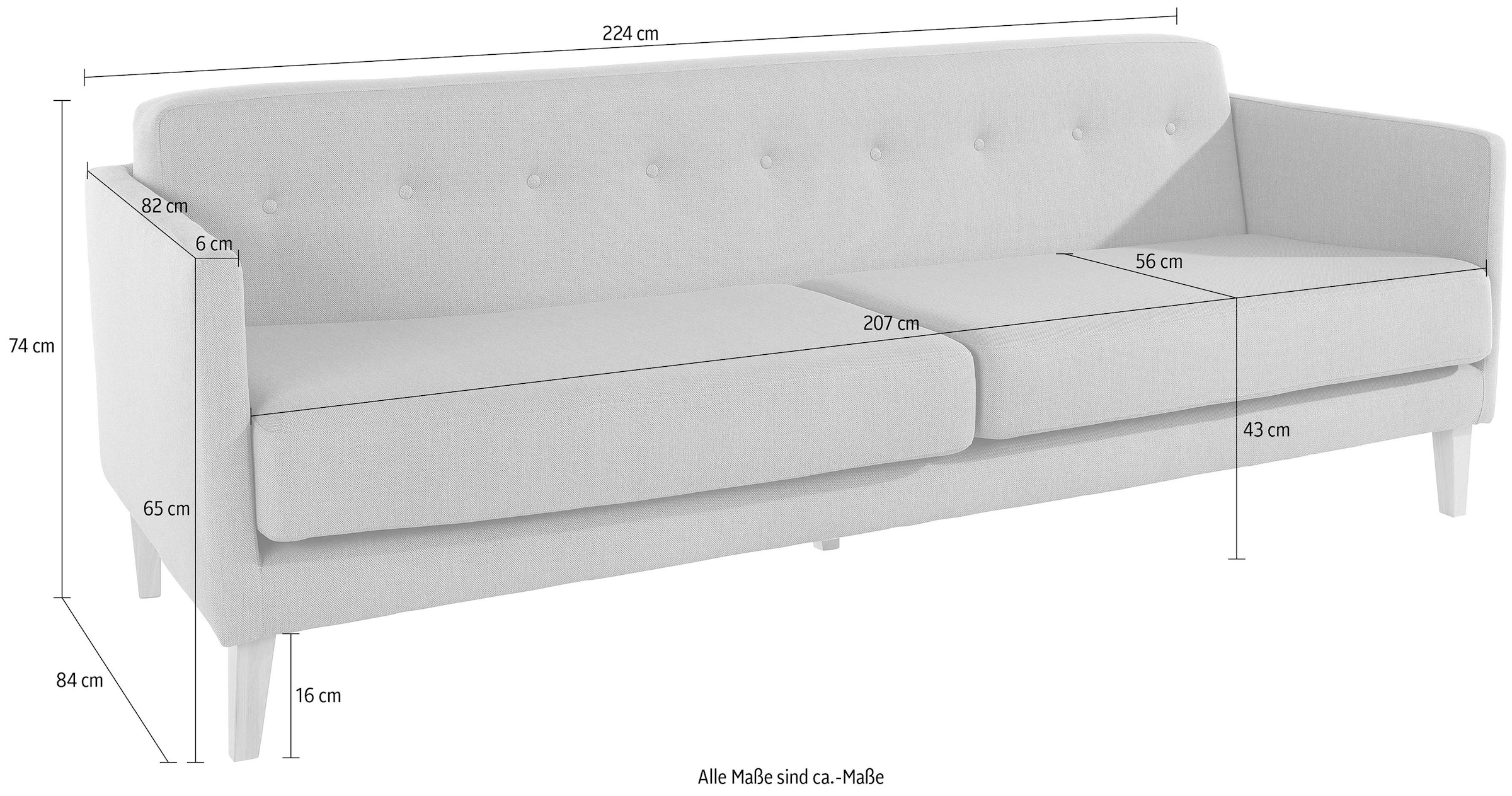 andas 3-Sitzer »Raadal«, in skandinavischem Design, Knopfheftung, Design by Morten Georgsen