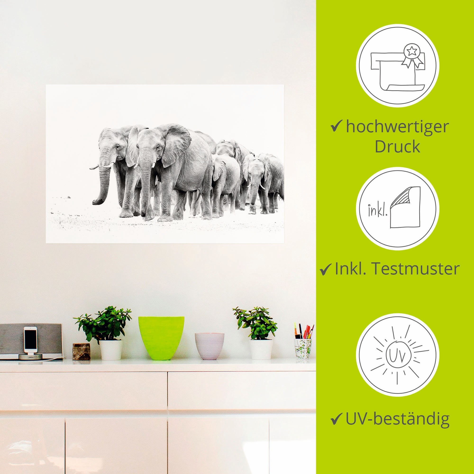 Artland Wandbild »Karawane der Eefanten«, Elefanten Bilder, (1 St.), als Alubild, Leinwandbild, Wandaufkleber oder Poster in versch. Größen