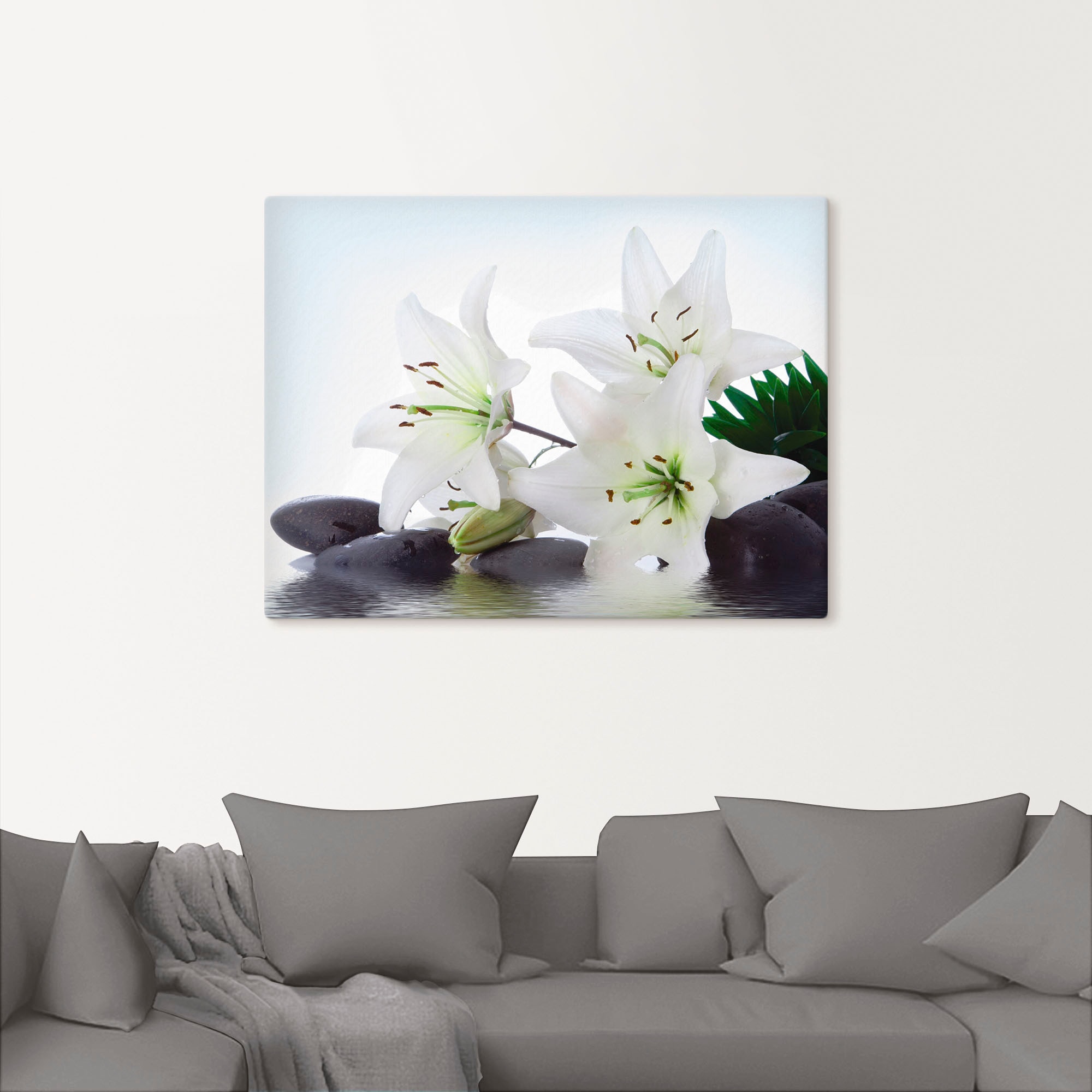 Artland Wandbild »Madonna-Lilien und Spasteine«, Zen, (1 St.), als Leinwand günstig online kaufen