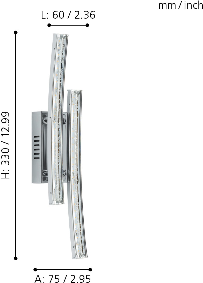 EGLO LED Wandleuchte »PERTINI«, 2 flammig, Leuchtmittel LED-Board | LED fest integriert