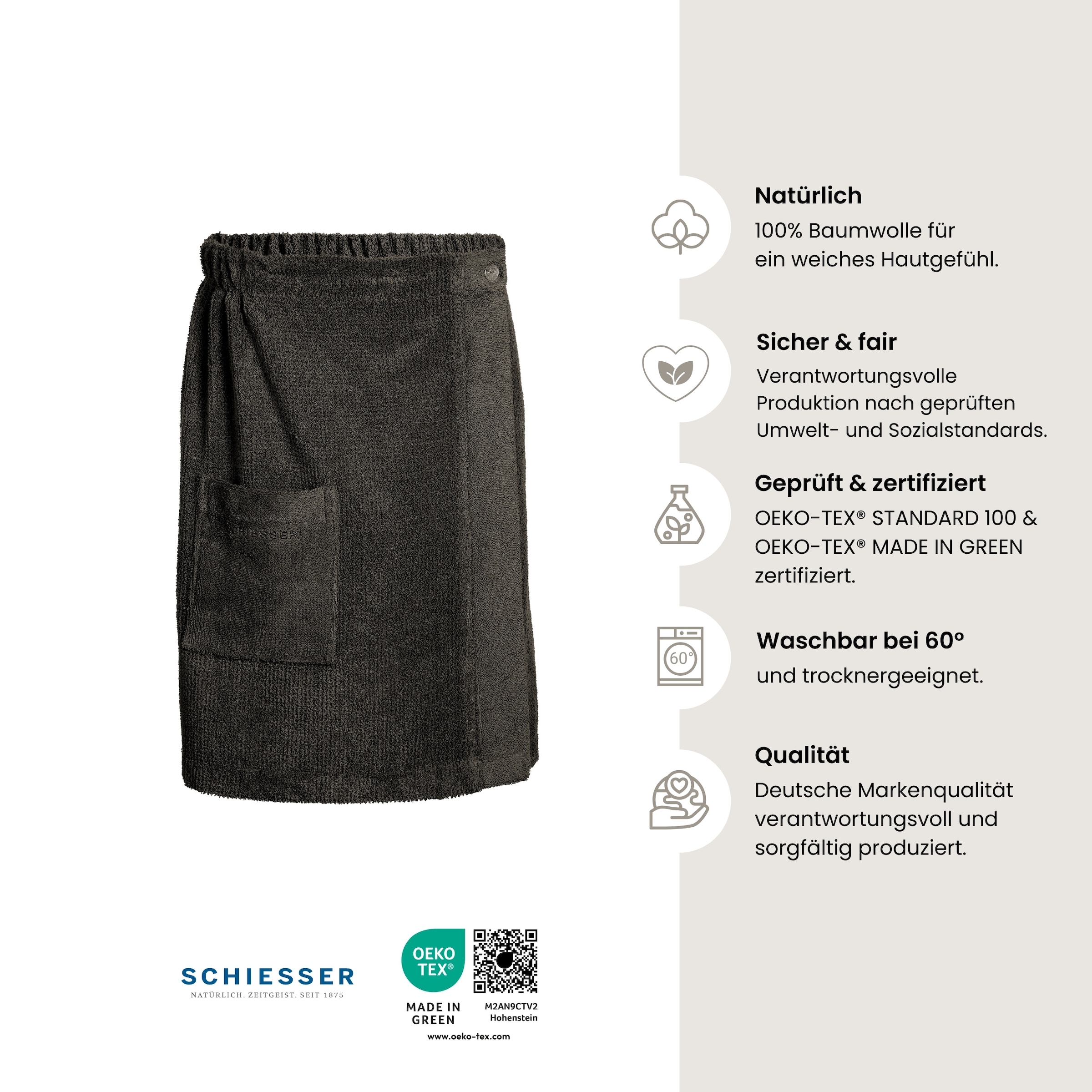 Schiesser Sarong »Saunakilt Turin für Herren in angesagter Reiskornoptik«