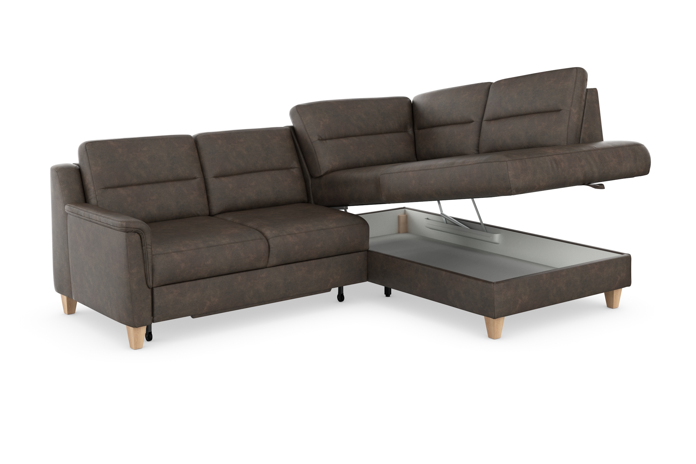 sit&more Ecksofa »Farö L-Form«, inklusive Federkern, wahlweise mit Bettfunktion und Bettkasten