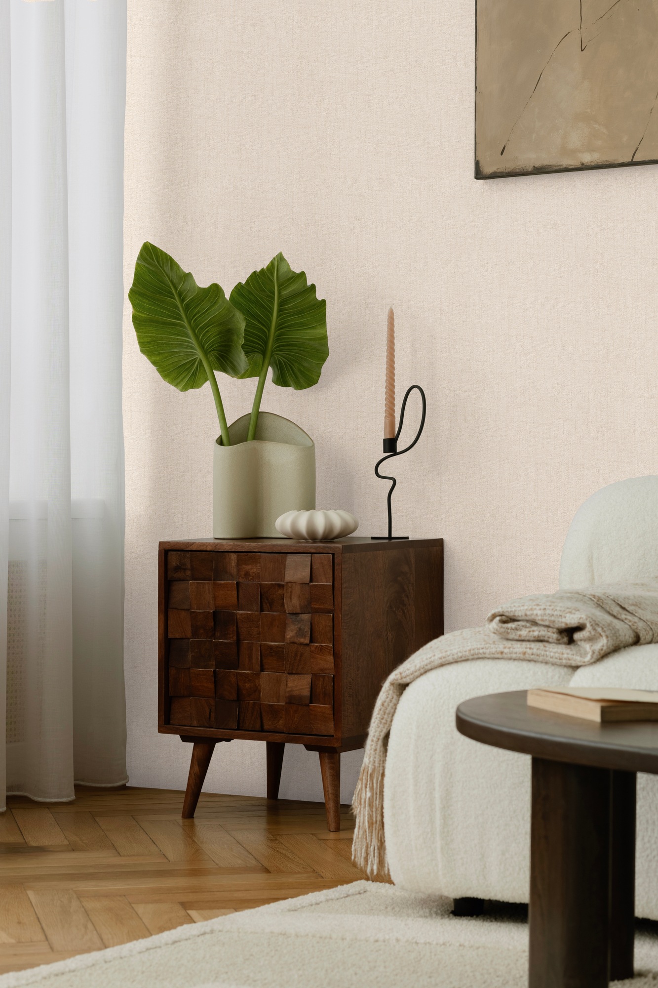 CosmoLiving by Cosmopolitan Vliestapete »Natural Texture – Struktur-Unitapete« matt strukturiert Zeitlose Vliestapete in natürlicher Leinenoptik