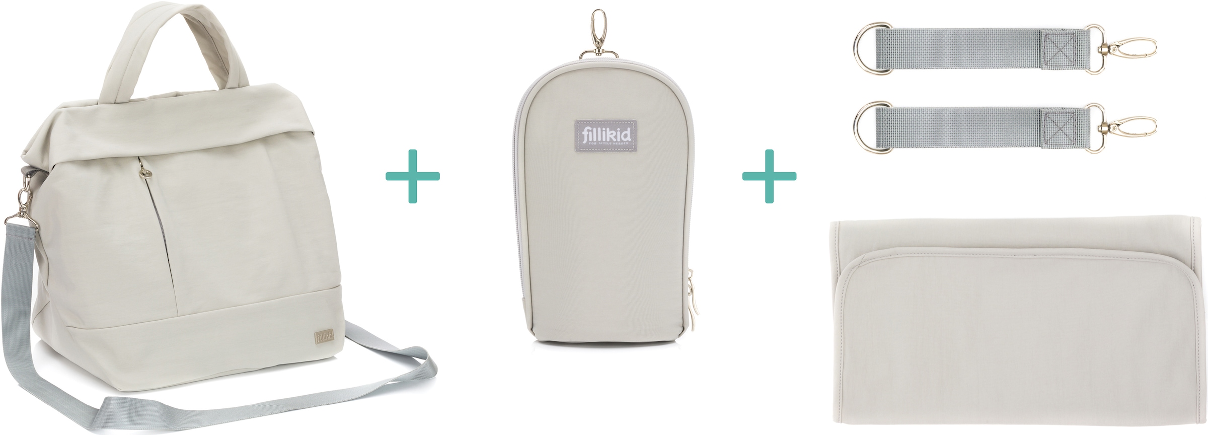 Fillikid Wickeltasche »Palma, grau«, mit Thermotasche und Wickelunterlage