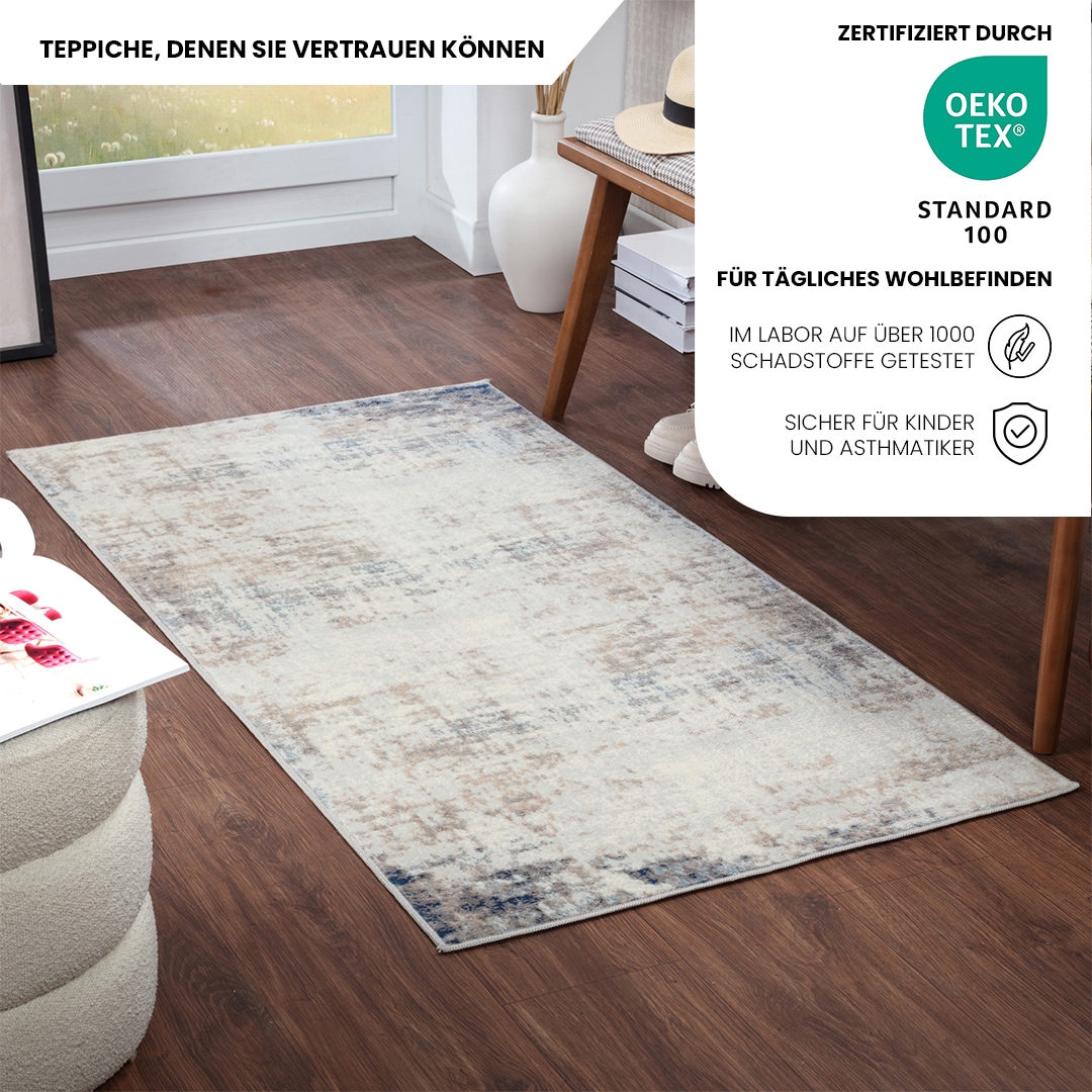 Livabliss Teppich »UTRECHT«, rechteckig, 9 mm Höhe, Designerteppich in Marmor Optik, Kurzflor Wohnzimmerteppich/Läufer