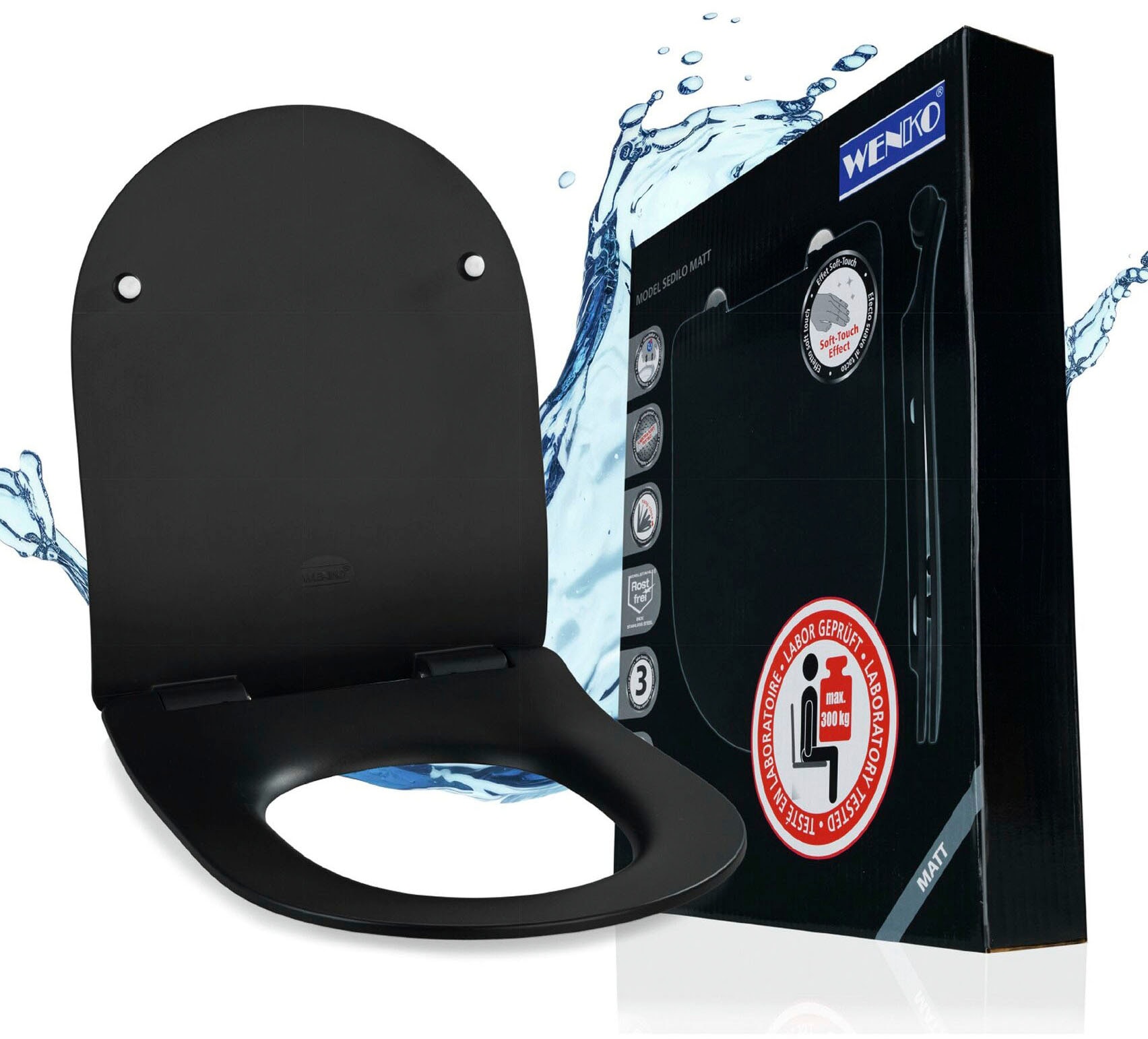 WENKO WC-Sitz »Sedilo matt Schwarz« 1 Stk. tlg. aus Duroplast, mit Absenkautomatik