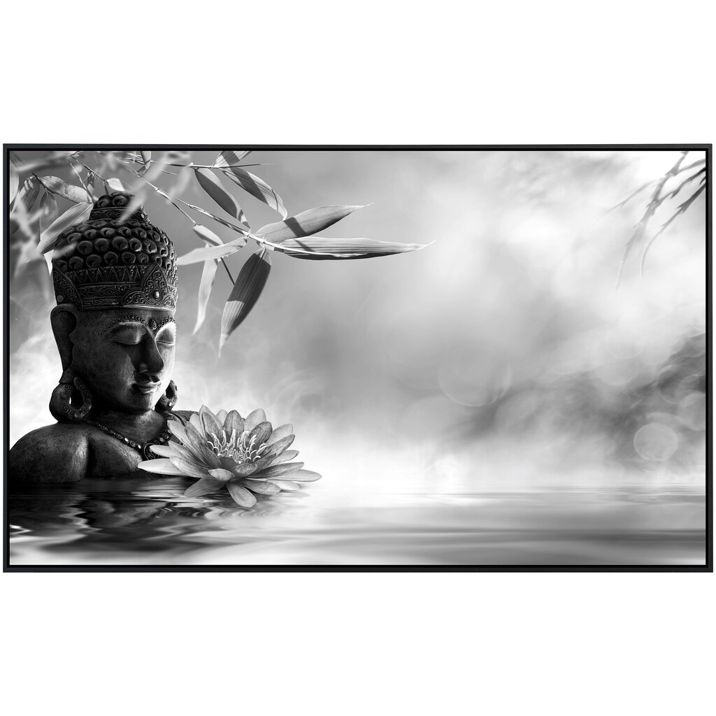 Papermoon Infrarotheizung »Buddah Figur mit Blume Schwarz & Weiß«
