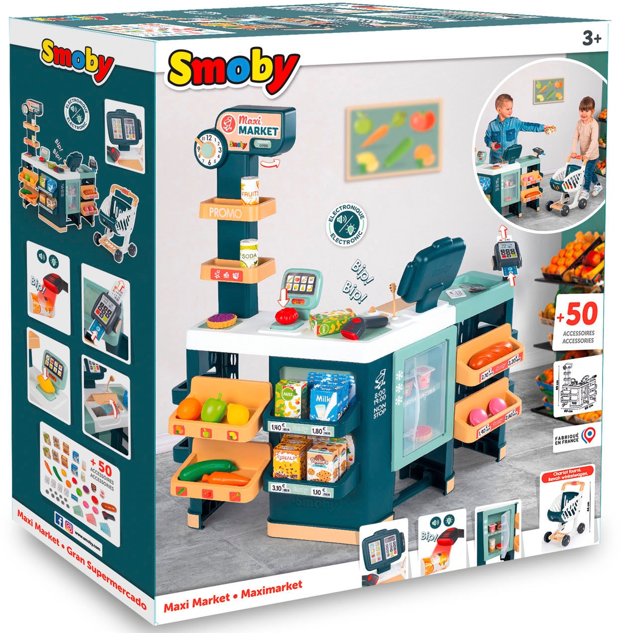 Smoby Kaufladen »Supermarkt Maxi mit Einkaufswagen«, mit Sound- und Lichteffekten; Made in Europe
