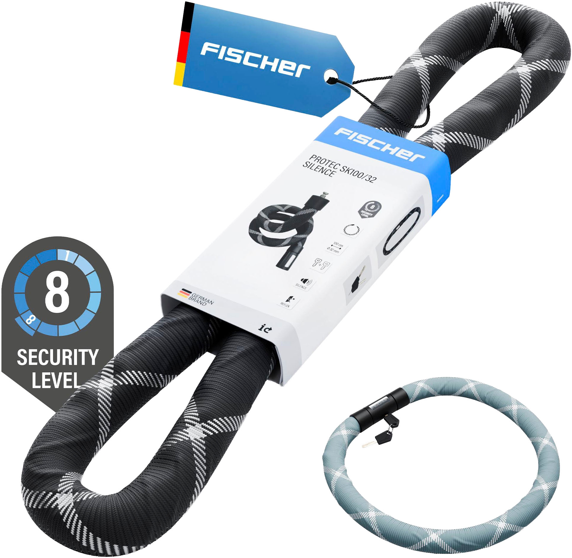 FISCHER Fahrrad Kettenschloss »Kettenschloss SILENCE CK100/32 schwarz«