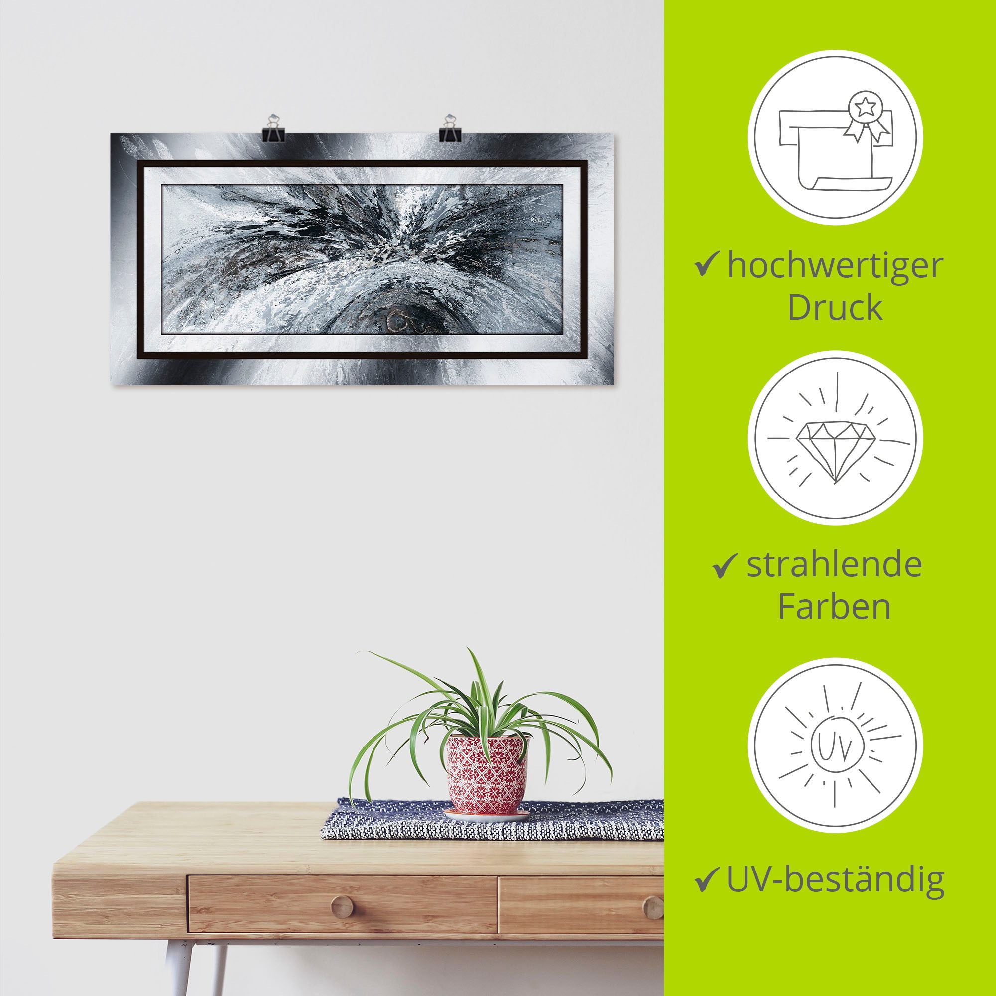 Artland Wandbild »Schwarz - weiß abstrakt 1«, Muster, (1 St.), als Alubild, Outdoorbild, Leinwandbild, Poster in verschied. Größen